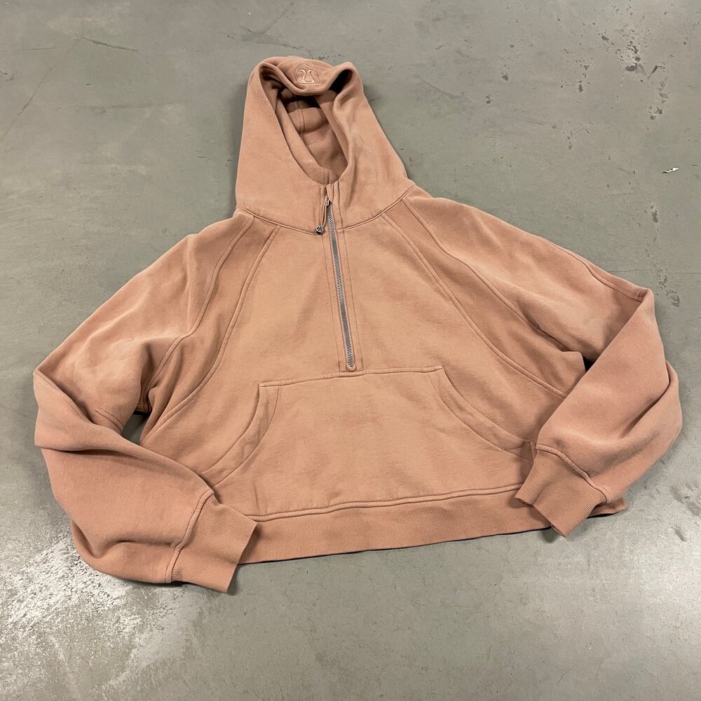 Tan Lululemon scuba quarter zip hoodie